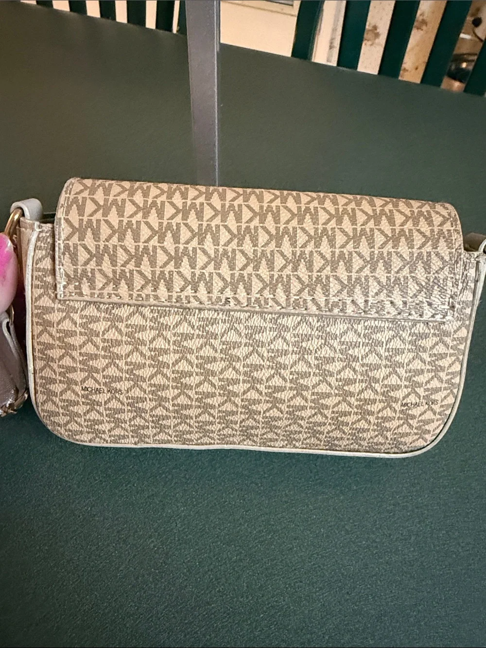 Michael Kors Beige MK Logo Crossbody with Branded Strap